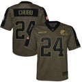 Youth Nike Nick Chubb Olive Cleveland Browns 2021 Salute To Service Game Jersey