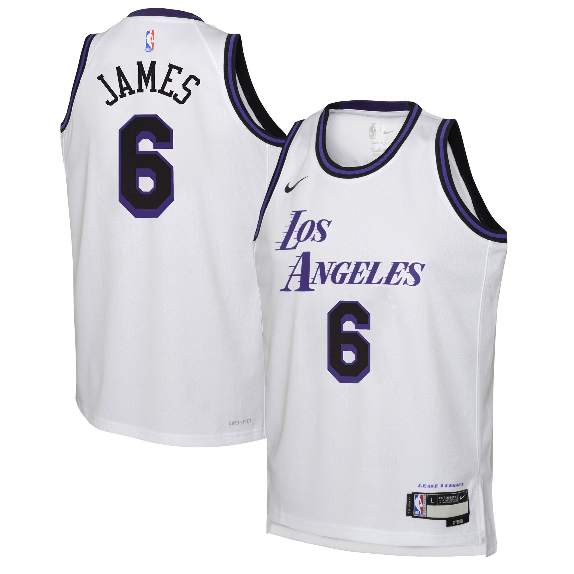 LeBron James Los Angeles Lakers Nike Youth Swingman Jersey - City Edition - White