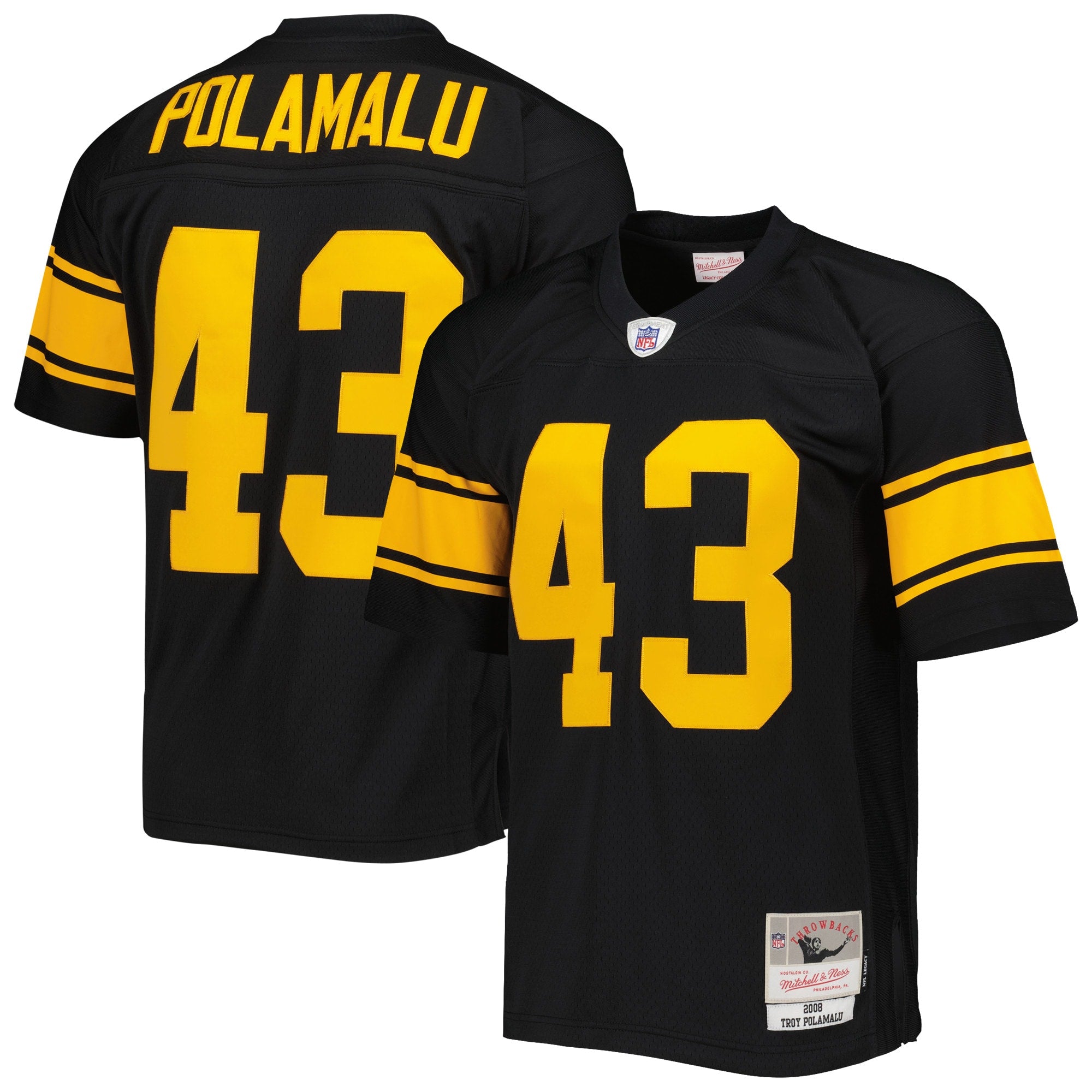 Troy Polamalu Pittsburgh Steelers Mitchell   Ness Legacy Replica Jersey   Black