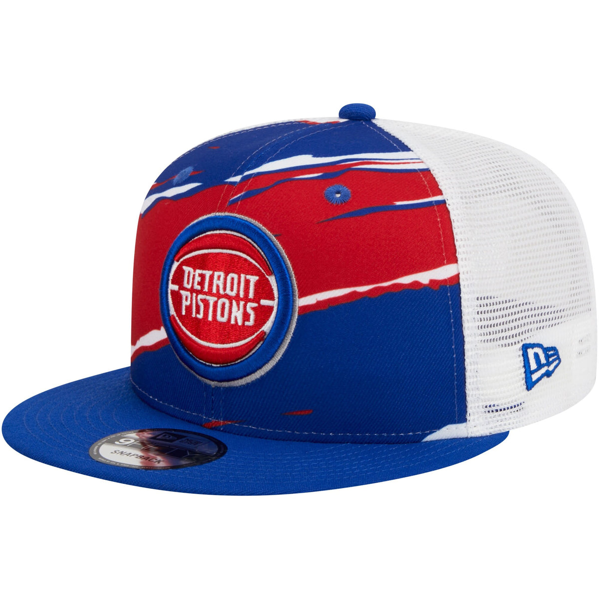 Detroit Pistons New Era Tear Trucker 9FIFTY Adjustable Hat - Blue/White