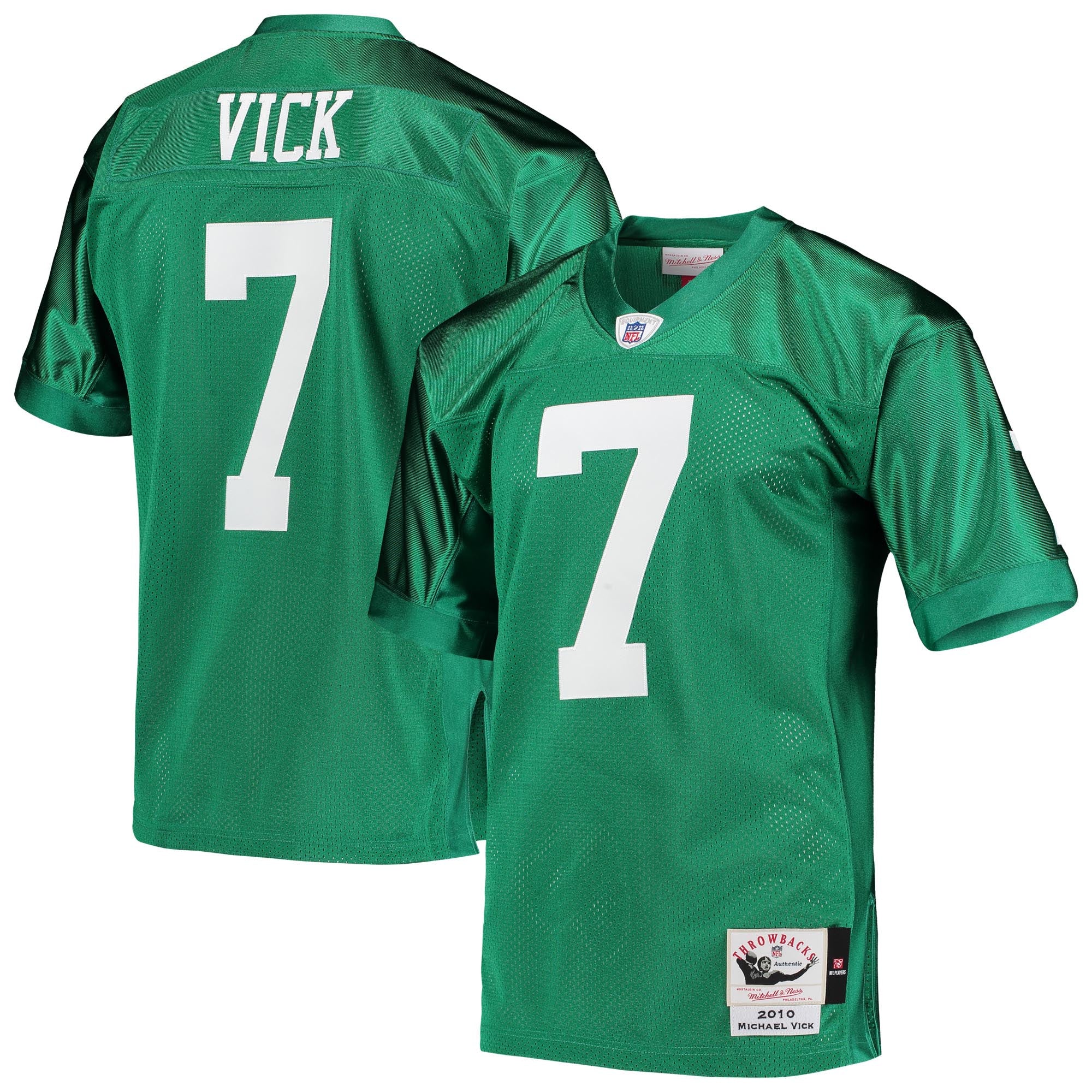 Michael Vick Philadelphia Eagles Mitchell   Ness 2010 Authentic Throwback Retired Player Jersey   Kelly Green