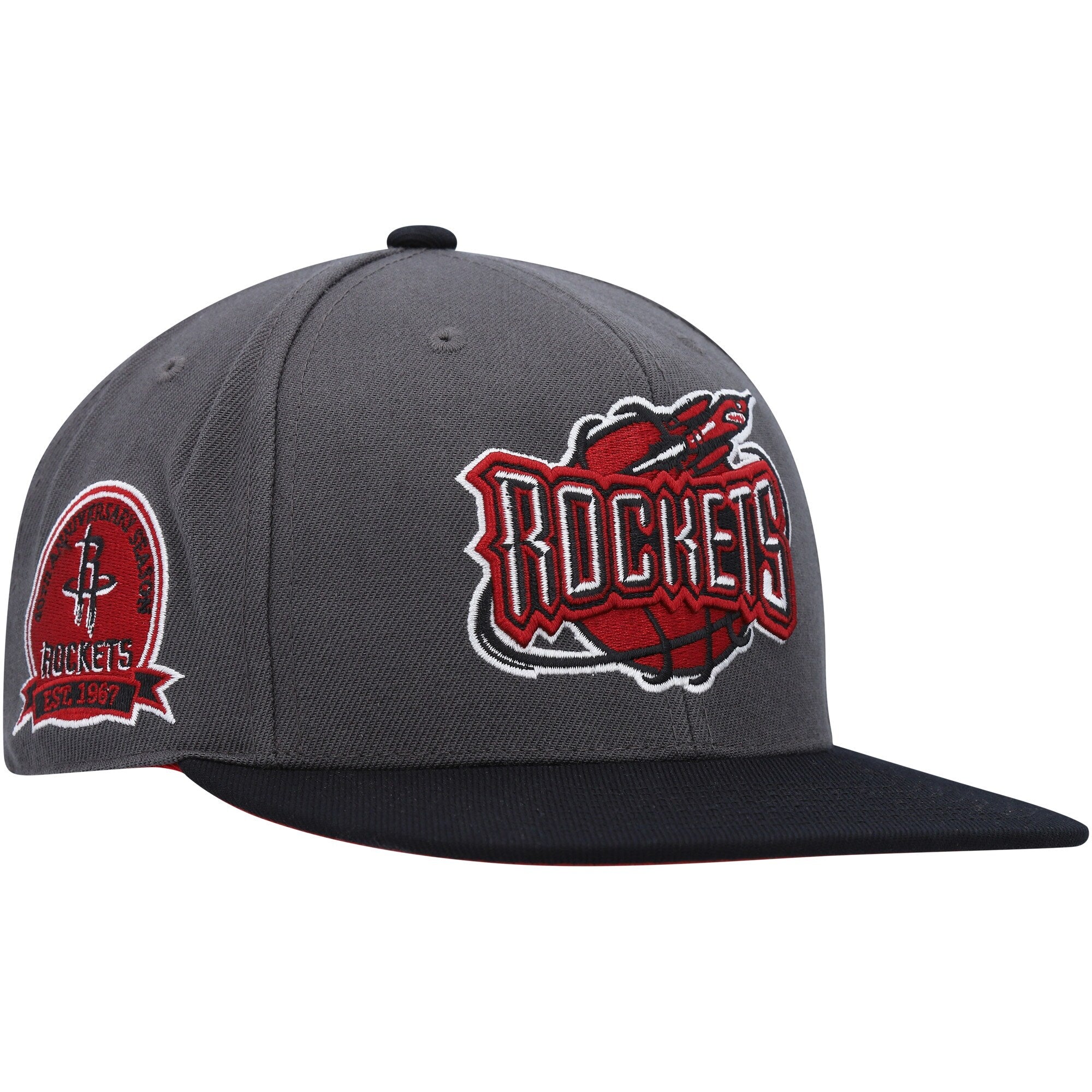 Houston Rockets Mitchell & Ness Hardwood Classics Born & Bred 40th Anniversary Fitted Hat - Gray