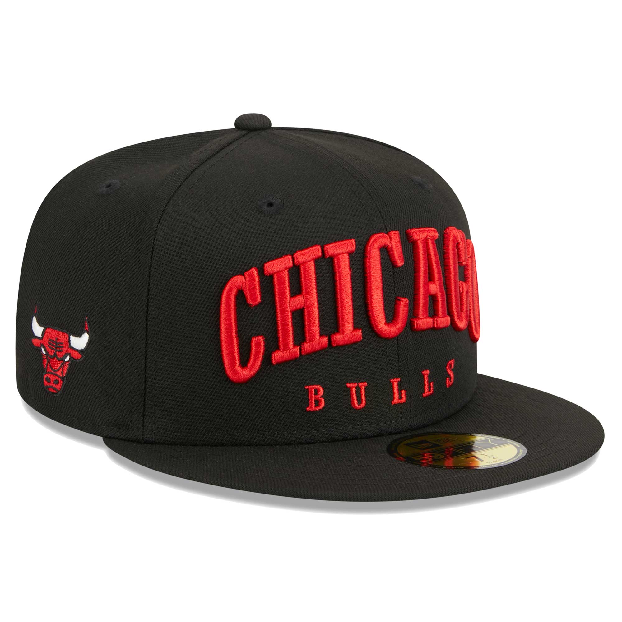 Chicago Bulls New Era Big Arch Text 59FIFTY Fitted Hat - Black