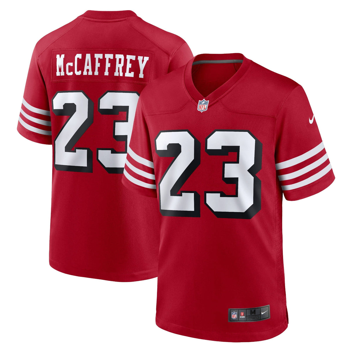 Men s Nike Christian McCaffrey Scarlet San Francisco 49ers Alternate Game Player Jersey