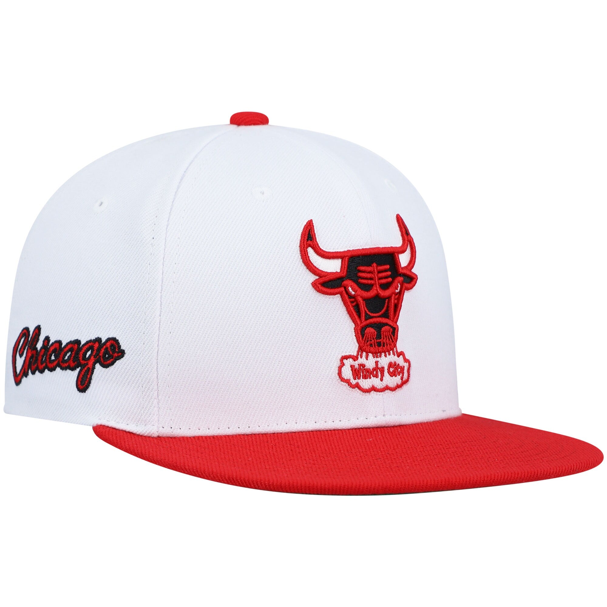 Chicago Bulls Mitchell & Ness Hardwood Classics Snapback Hat - White/Red