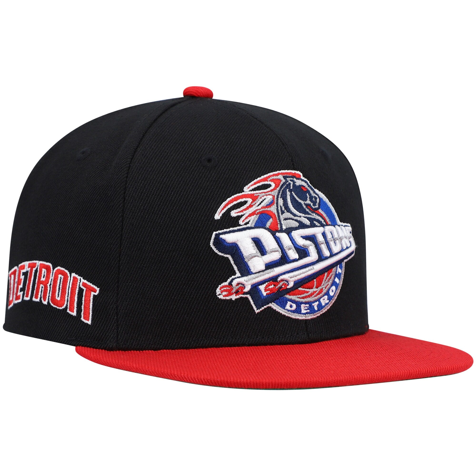 Detroit Pistons Mitchell & Ness Hardwood Classics Snapback Hat - Black/Red