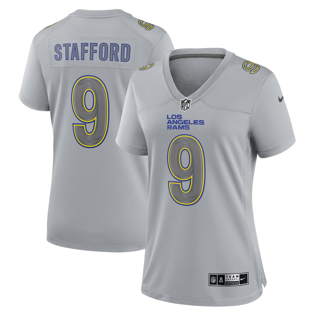 Matthew Stafford Los Angeles Rams Nike Women s Atmosphere Fashion Game Jersey   Gray