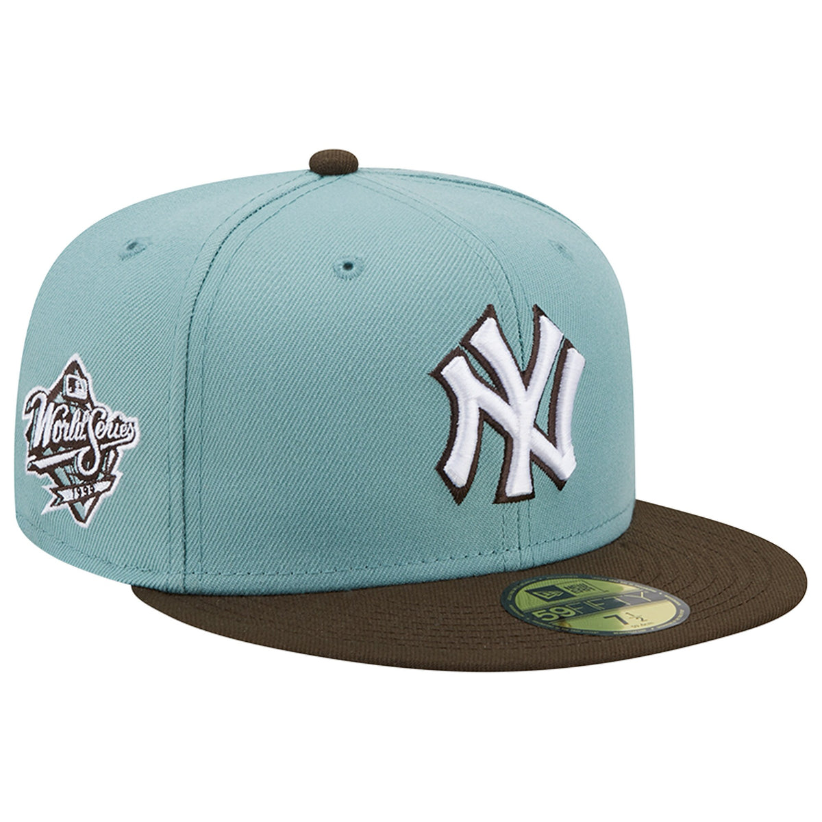 New York Yankees New Era 1999 World Series Beach Kiss 59FIFTY Fitted Hat - Light Blue/Brown