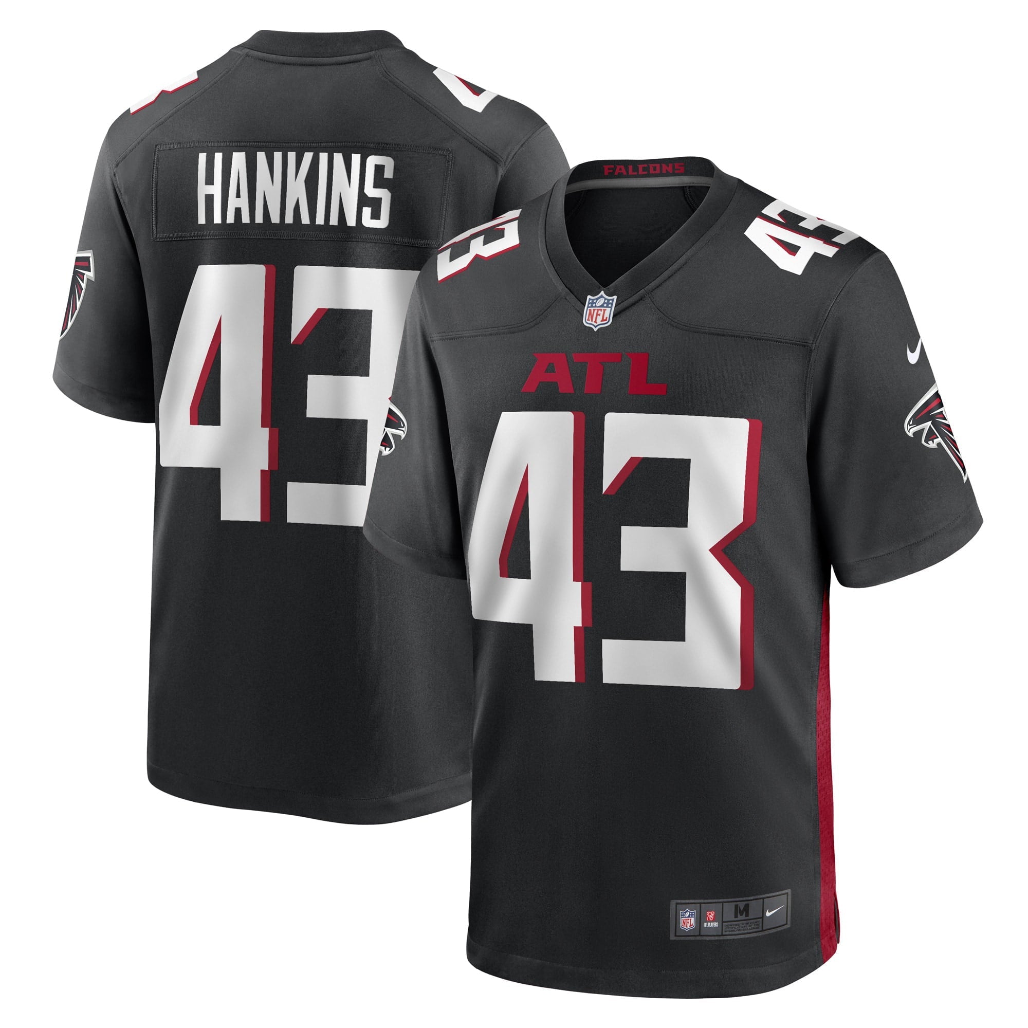 Men s Nike Black Matt Hankins Atlanta Falcons Game Player Jersey