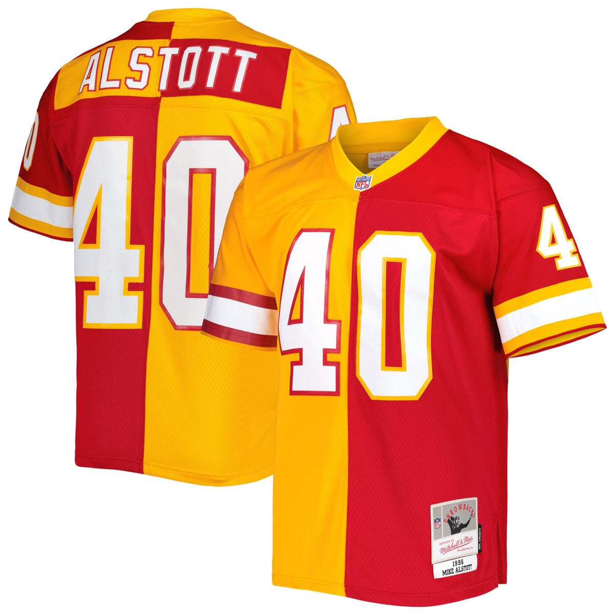 Mike Alstott Tampa Bay Buccaneers Mitchell   Ness 1996 Split Legacy Replica Jersey   Orange/Red