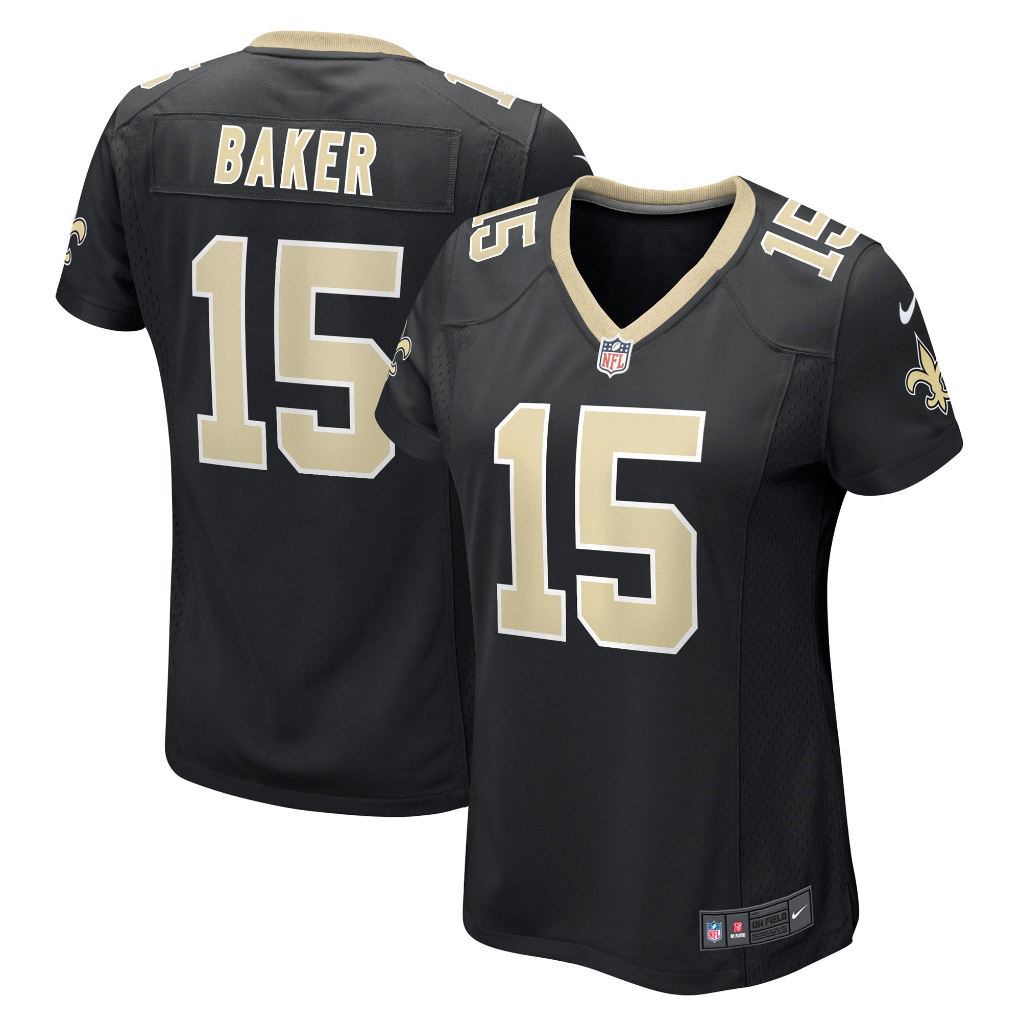 Women s Nike Kawaan Baker Black New Orleans Saints Game Player Jersey