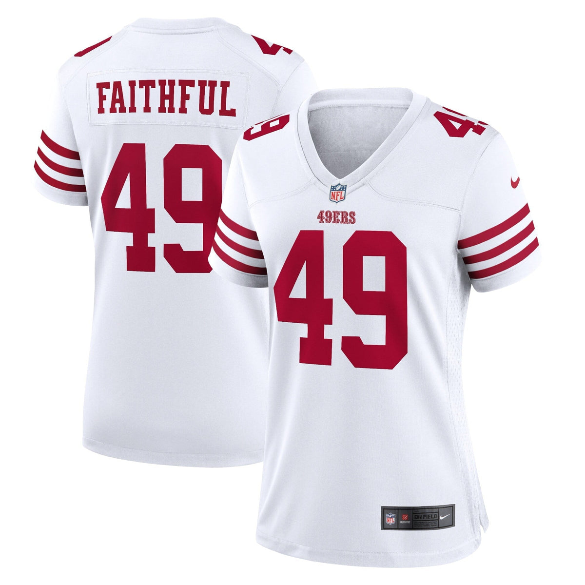 Women s Nike Faithful 49 White San Francisco 49ers Player Game Jersey