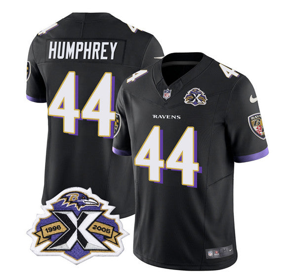 Men s Baltimore Ravens Marlon Humphrey Black 2023 F.U.S.E With Patch Throwback Vapor Limited Stitched Jersey