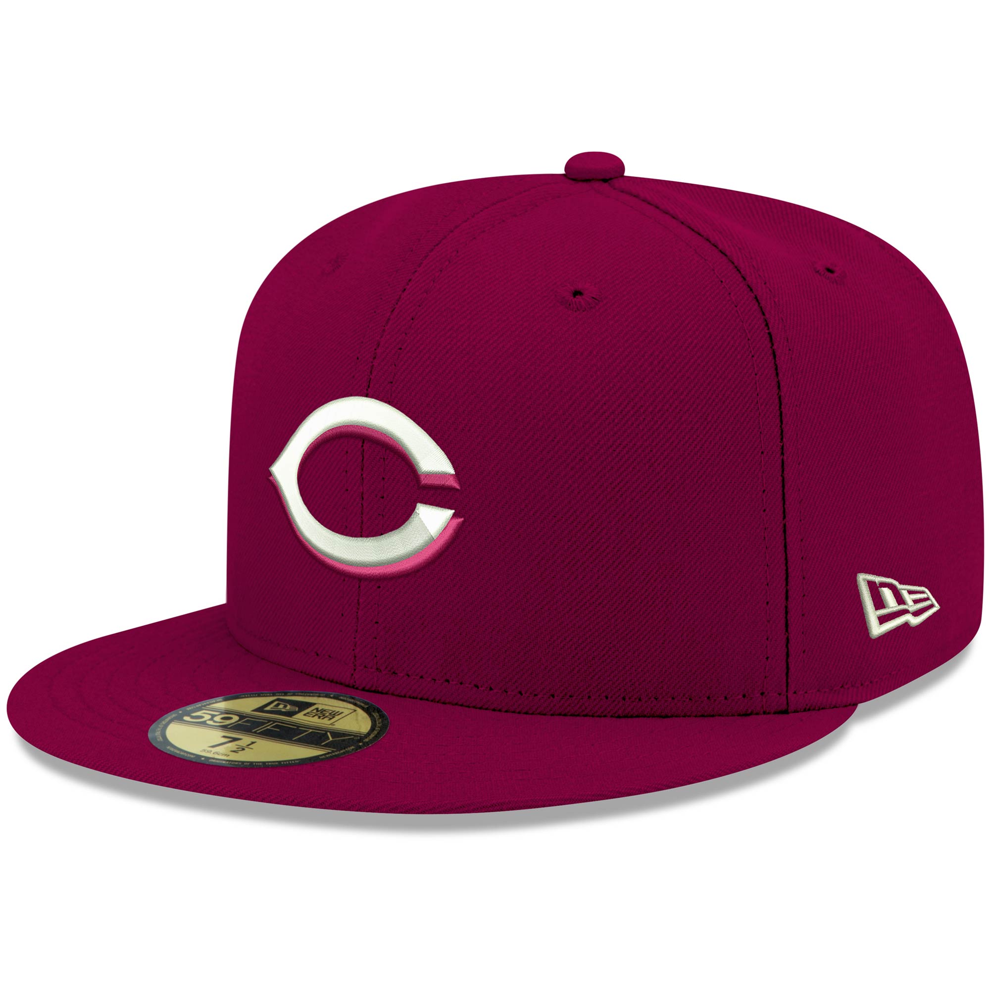 Cincinnati Reds New Era White Logo 59FIFTY Fitted Hat - Cardinal