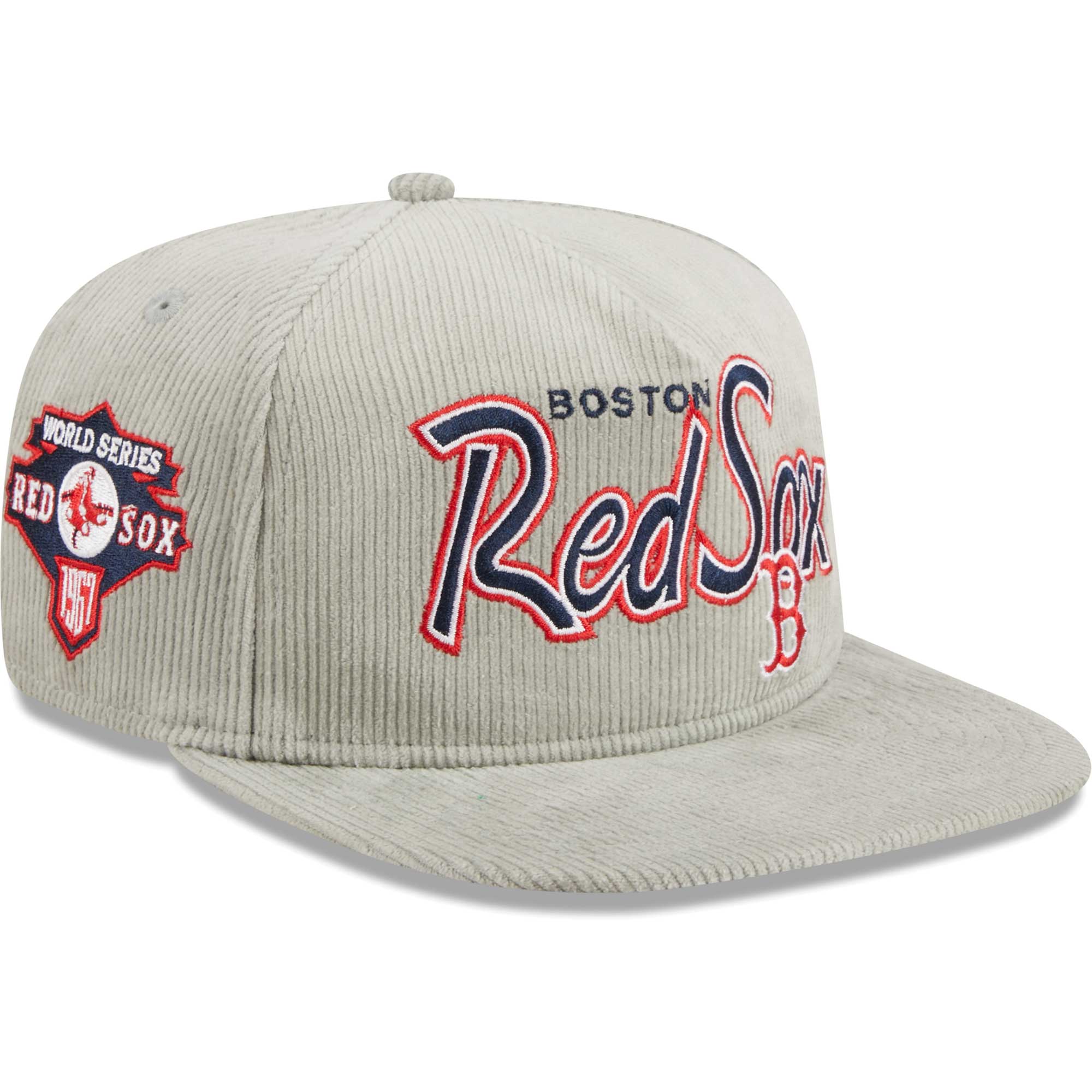 Boston Red Sox New Era Corduroy Golfer Adjustable Hat - Gray