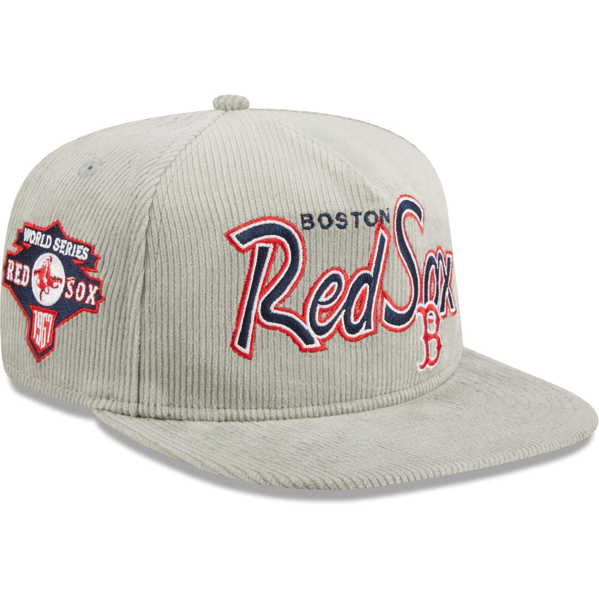 Boston Red Sox New Era Corduroy Golfer Adjustable Hat - Gray