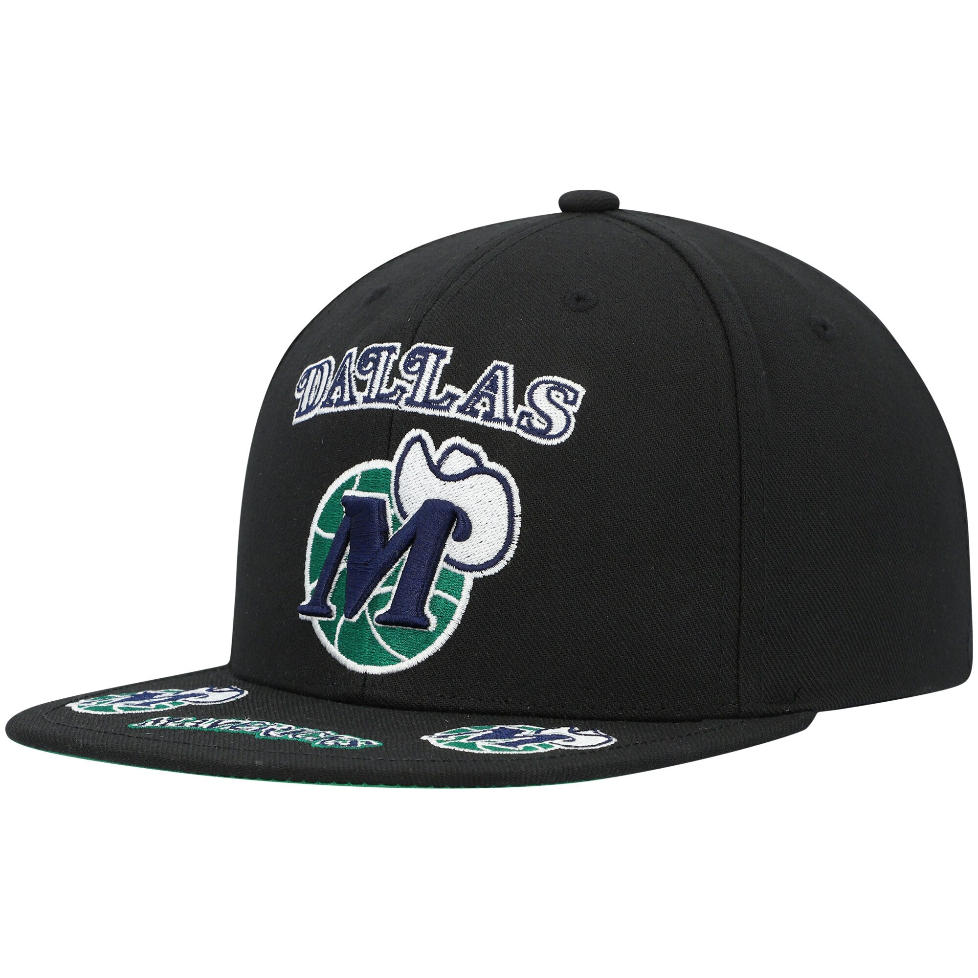 Dallas Mavericks Mitchell & Ness Hardwood Classics Front Loaded Snapback Hat - Black