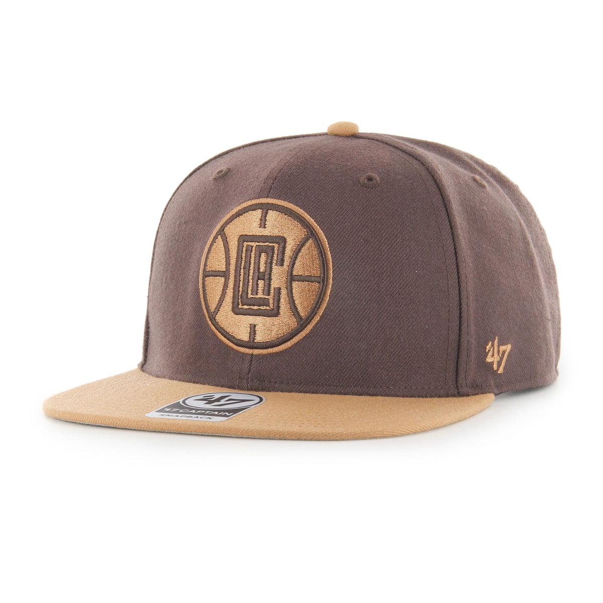 LA Clippers '47 No Shot Two-Tone Captain Snapback Hat - Brown