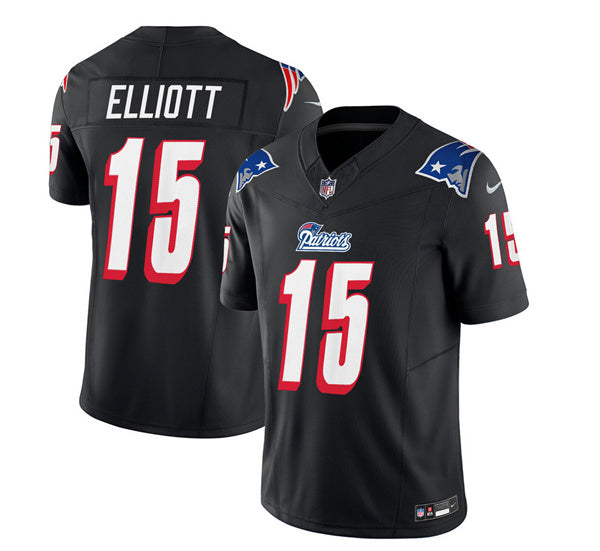 Men s New England Patriots Ezekiel Elliott Black 2023 F.U.S.E. Vapor Limited Stitched Jersey