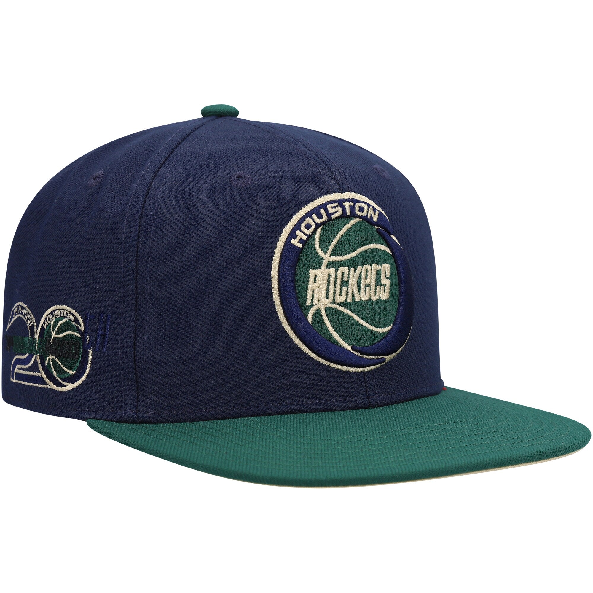 Houston Rockets Mitchell & Ness 20th Anniversary Hardwood Classics Grassland Fitted Hat - Navy/Green