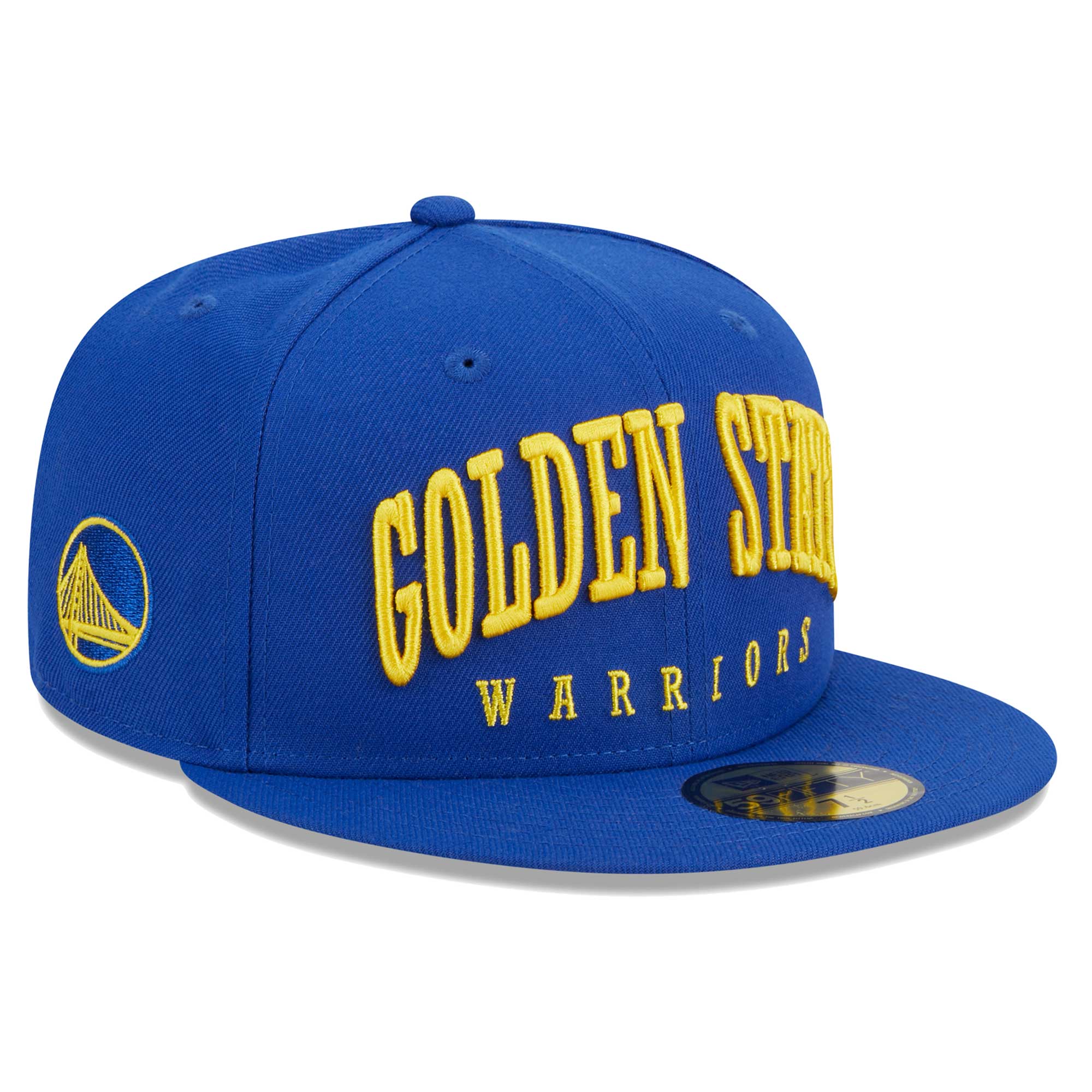 Golden State Warriors New Era Big Arch Text 59FIFTY Fitted Hat - Royal