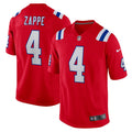 Men s Nike Bailey Zappe Red New England Patriots Alternate Game Player Jersey