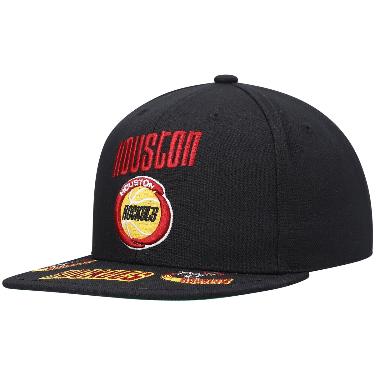Houston Rockets Mitchell & Ness Hardwood Classics Front Loaded Snapback Hat - Black