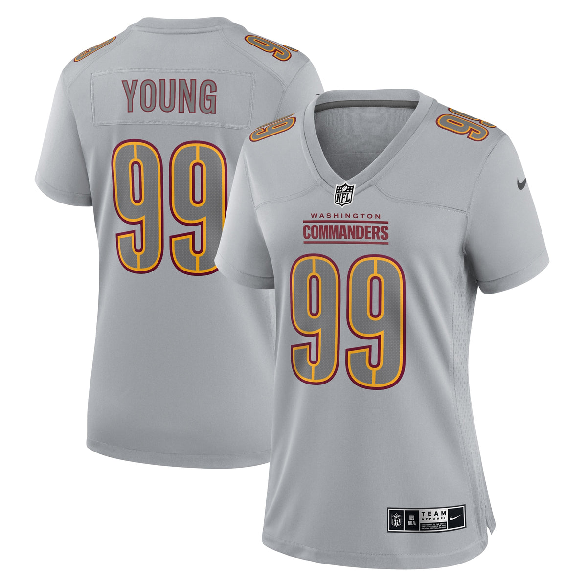 Chase Young Washington Commanders Nike Women s Atmosphere Fashion Game Jersey   Gray