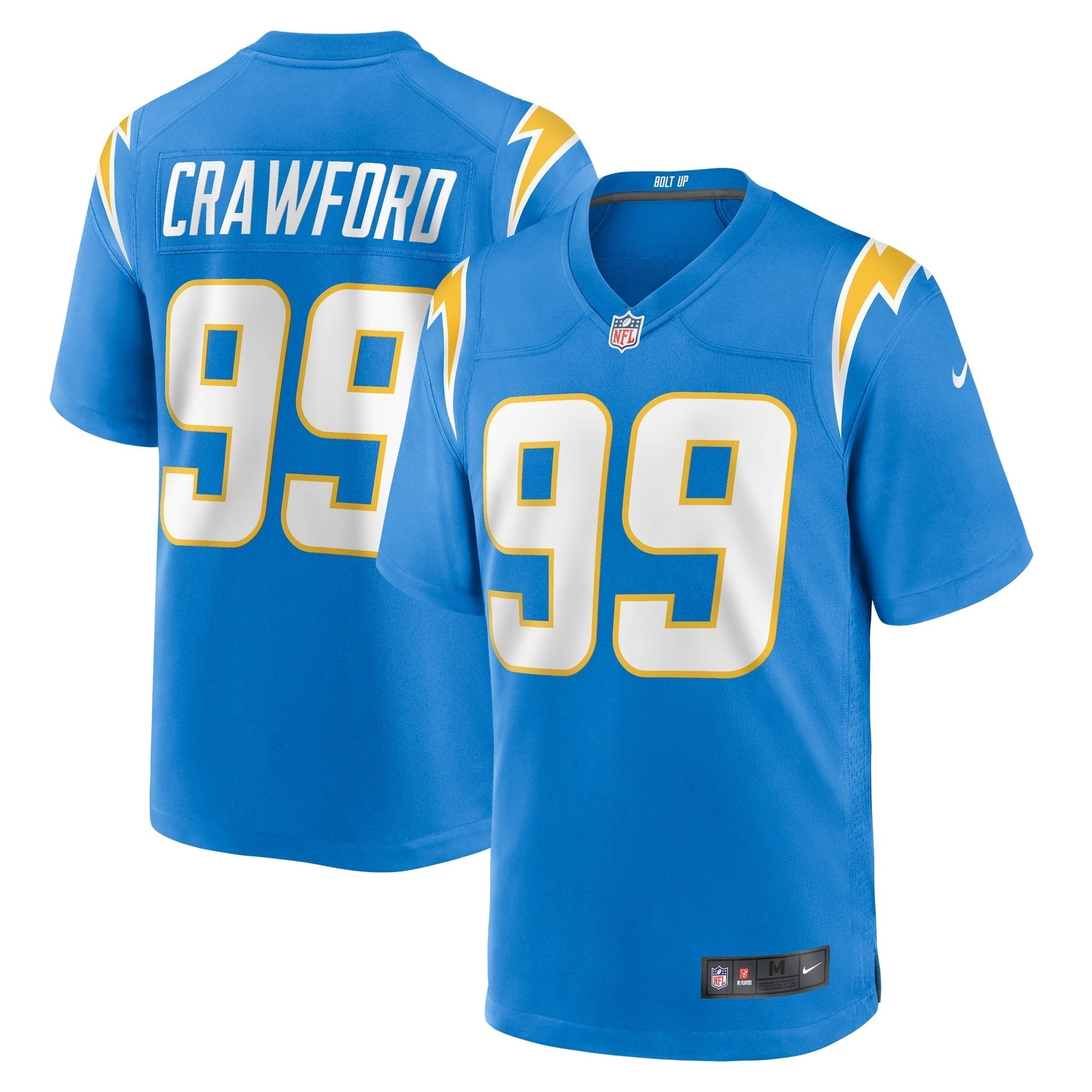 Men s Nike Aaron Crawford Powder Blue Los Angeles Chargers Home Game Player Jersey