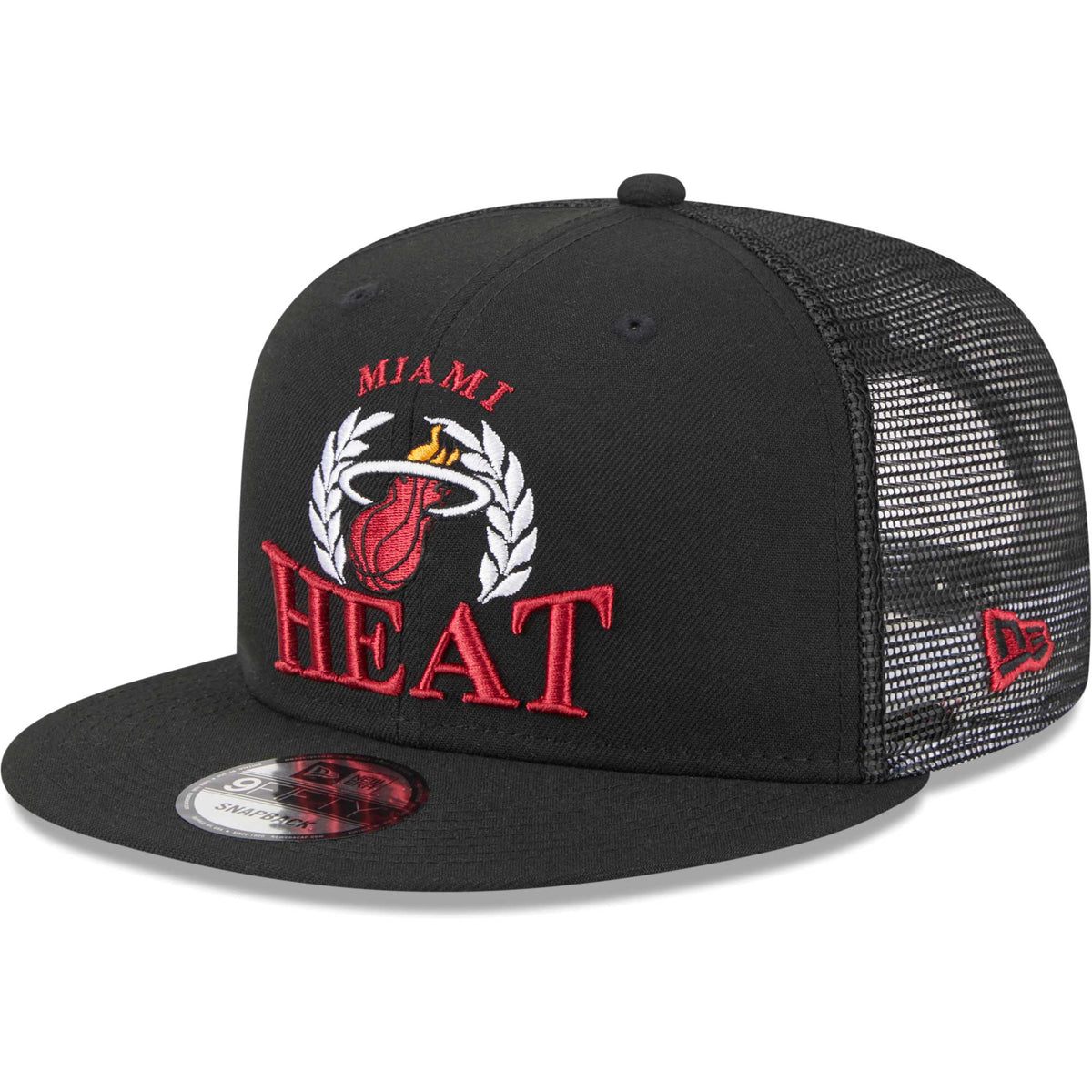 Miami Heat New Era Bold Laurels 9FIFTY Snapback Hat - Black