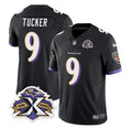 Men s Baltimore Ravens Justin Tucker Black 2023 F.U.S.E With Patch Throwback Vapor Limited Stitched Jersey