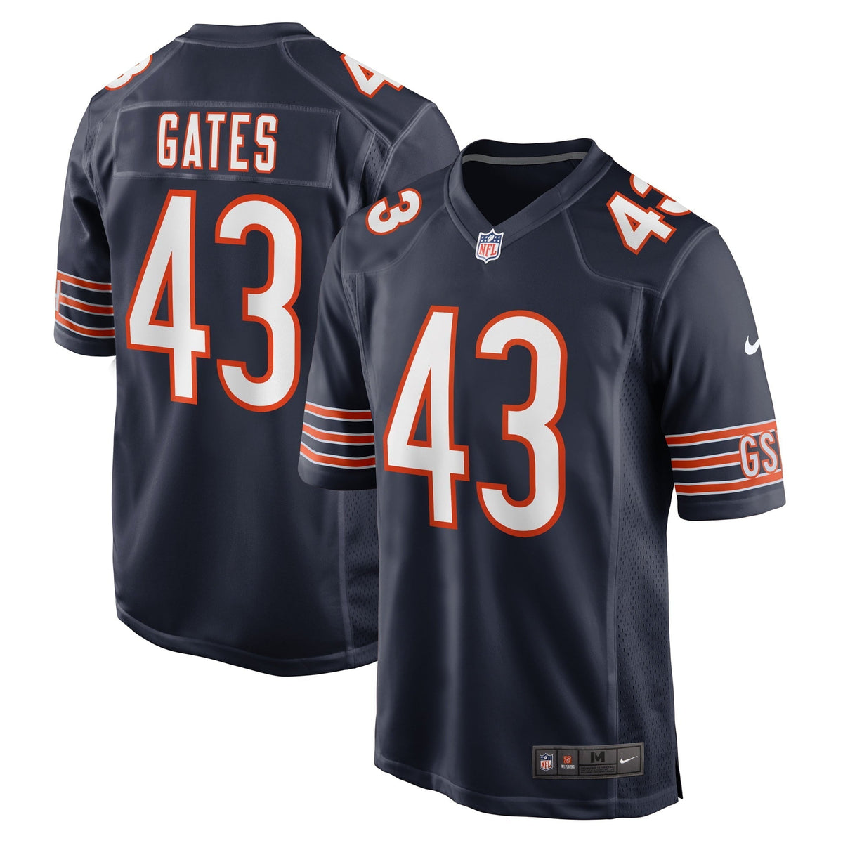 Men s Nike DeMarquis Gates Navy Chicago Bears Game Player Jersey