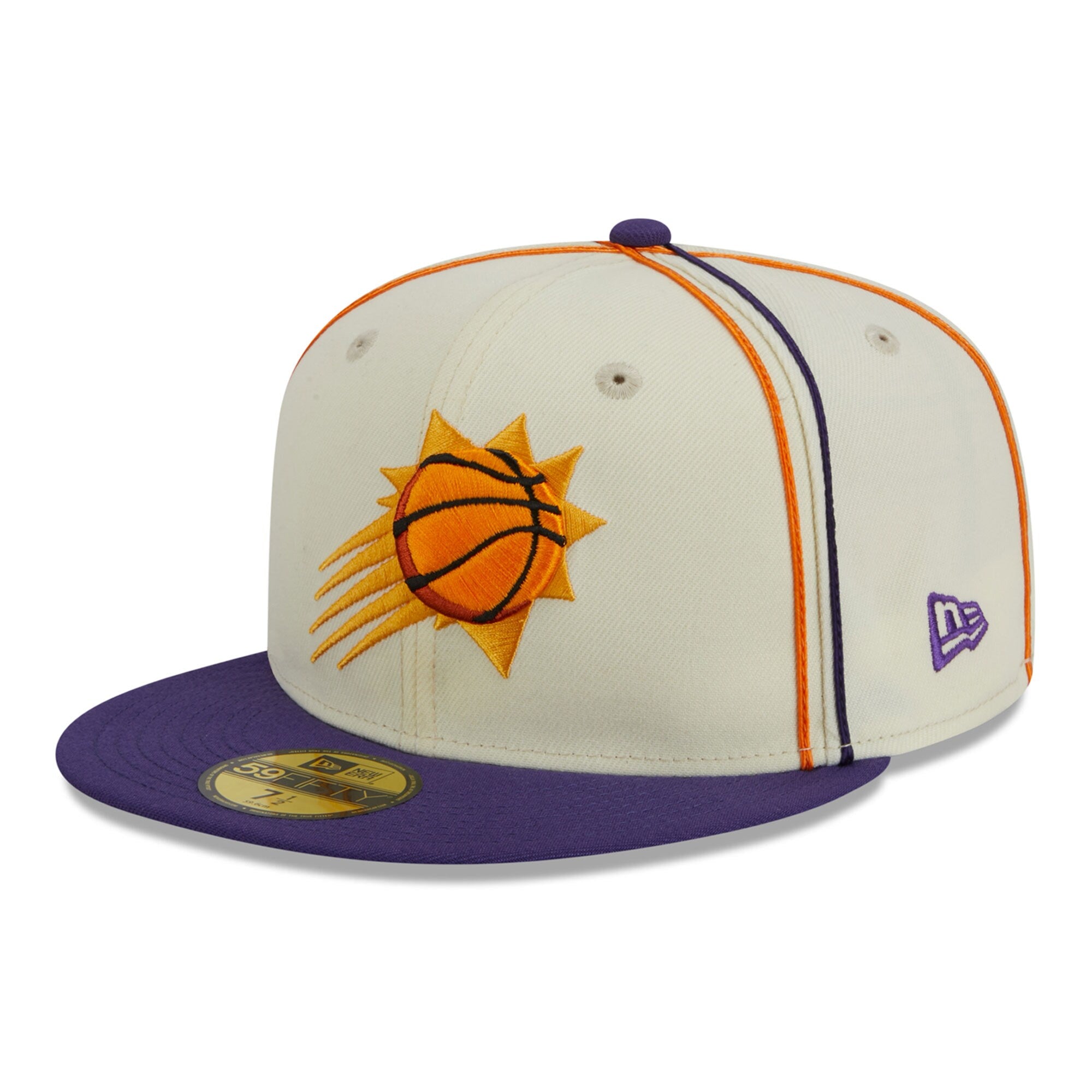 Phoenix Suns New Era Piping 2-Tone 59FIFTY Fitted Hat - Cream/Purple
