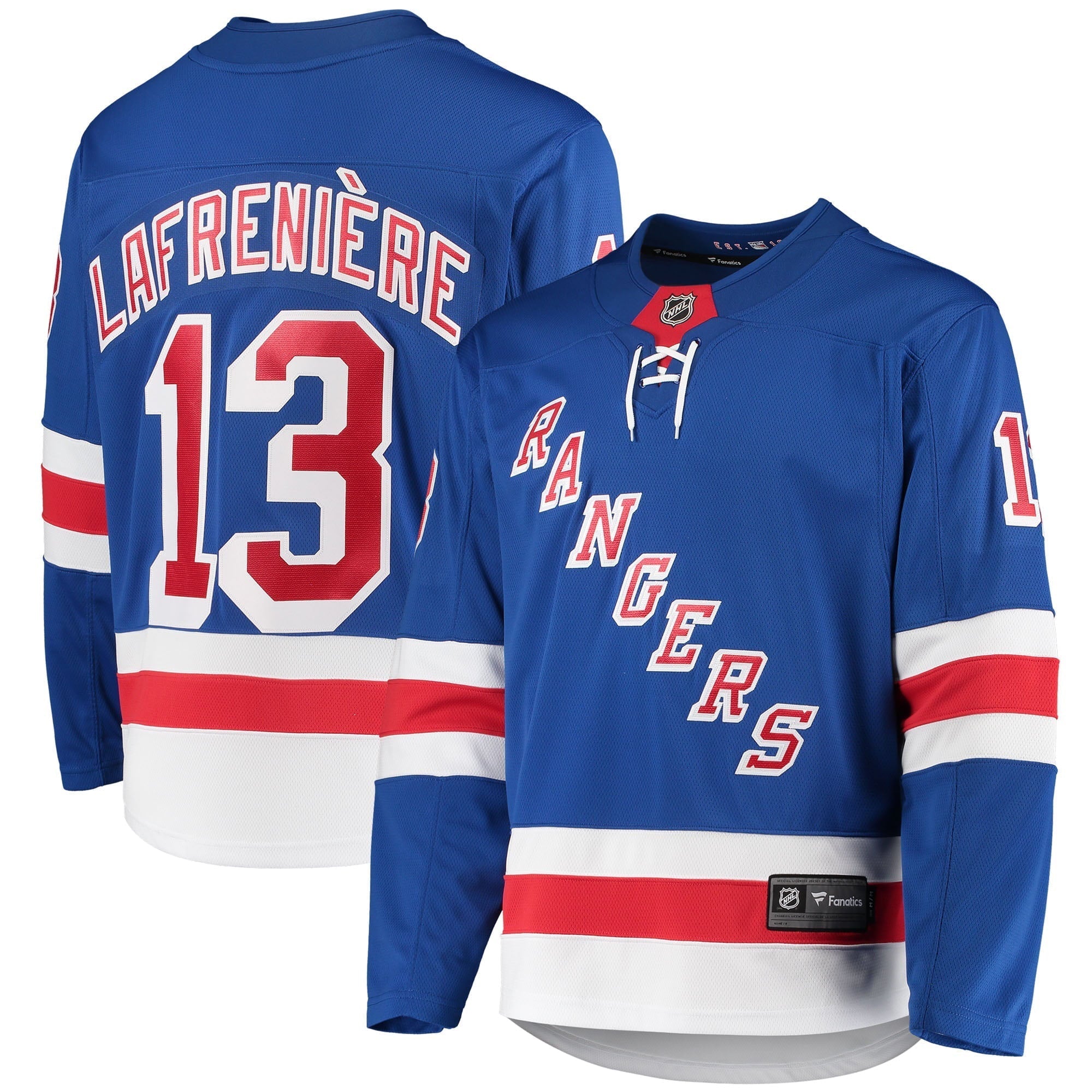 Men's Fanatics Branded Alexis Lafreni-re Blue New York Rangers Premier Breakaway Player Jersey