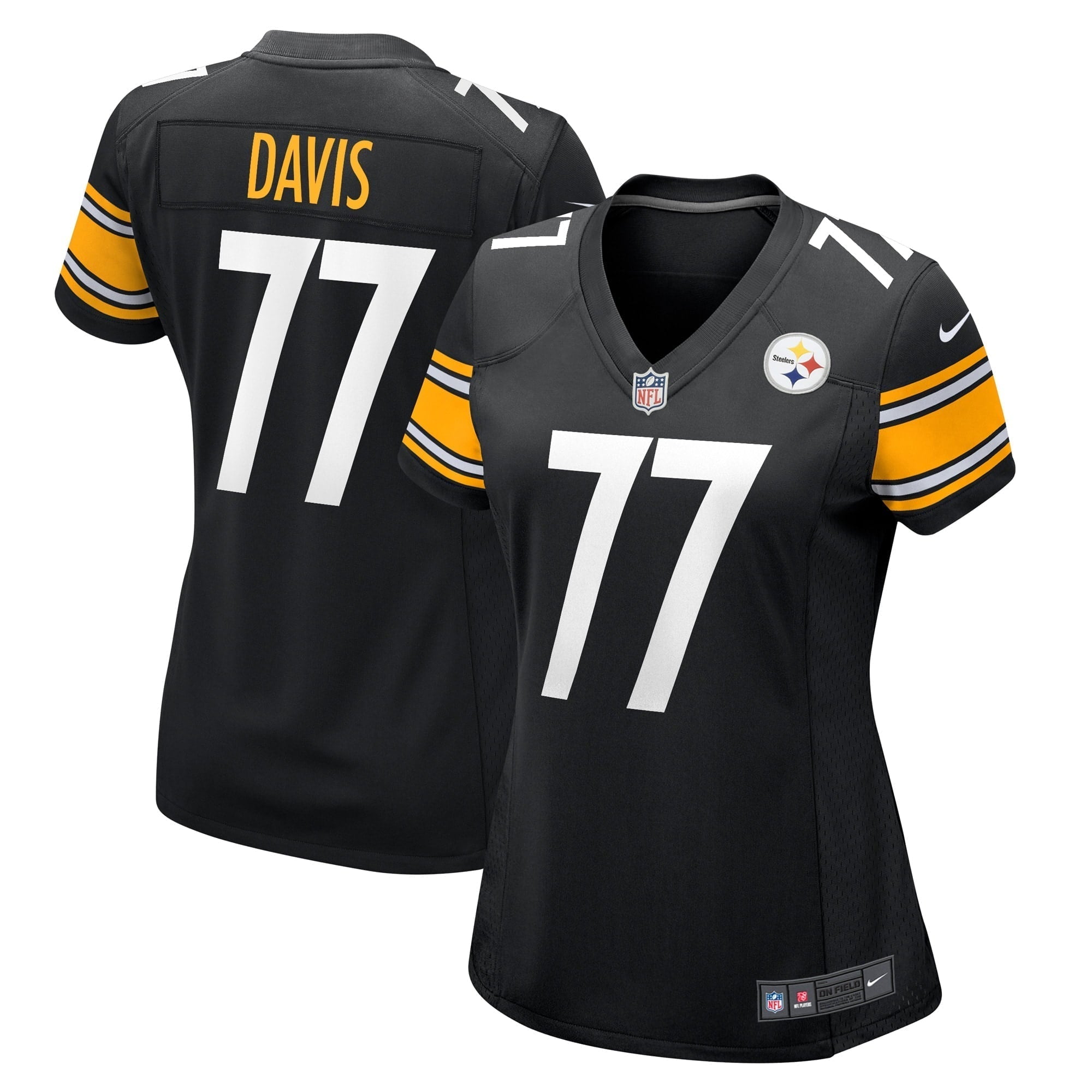 Women s Nike Jesse Davis Black Pittsburgh Steelers Game Player Jersey