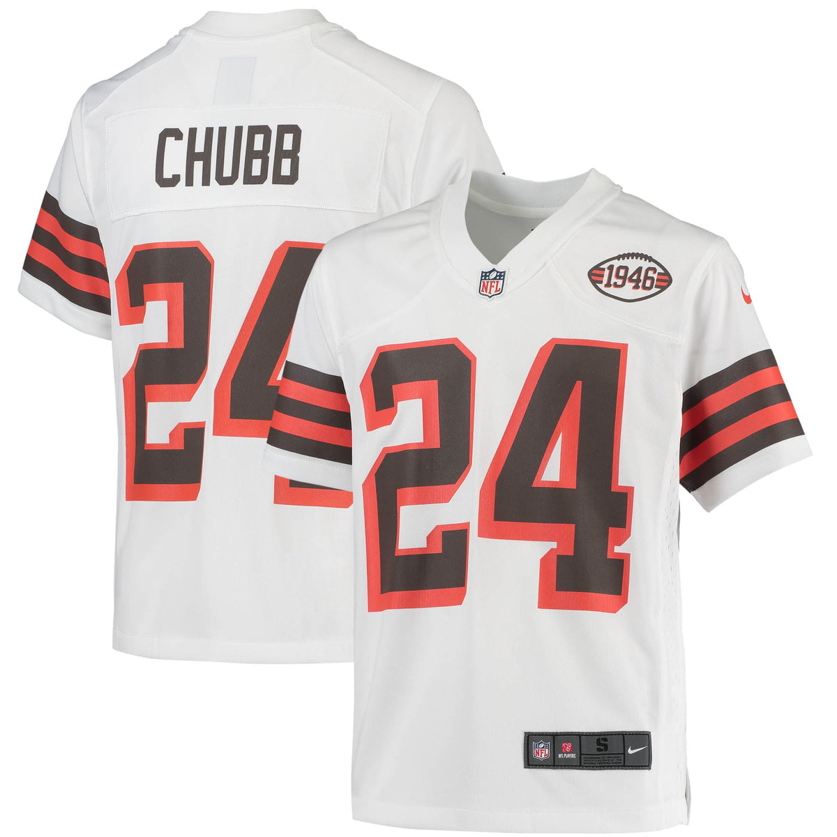 Youth Nike Nick Chubb White Cleveland Browns Game Jersey