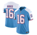 Men s Tennessee Titans Treylon Burks Blue White 2023 F.U.S.E. Vapor Limited Throwback Stitched Jersey