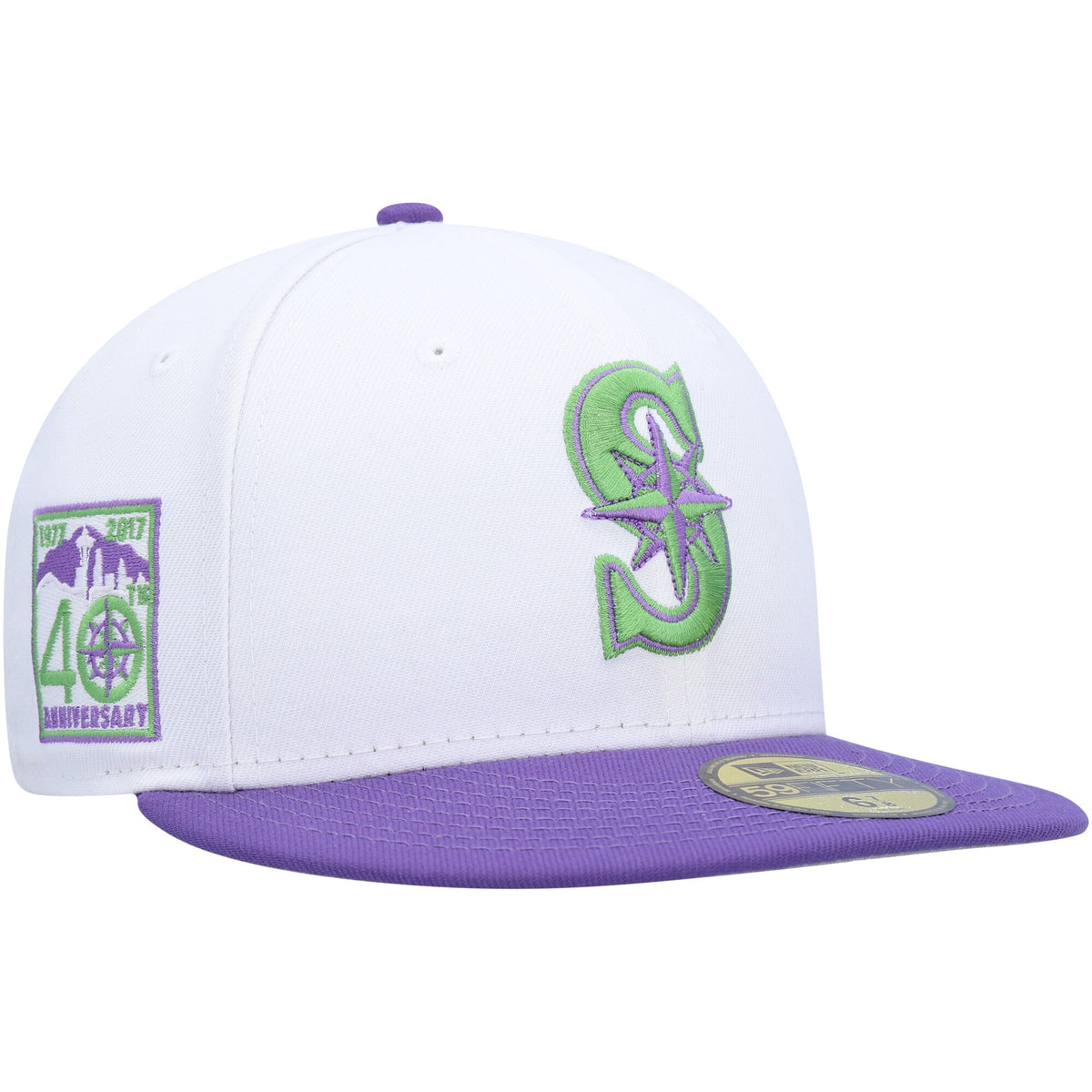 Seattle Mariners New Era 40th Anniversary Side Patch 59FIFTY Fitted Hat - White