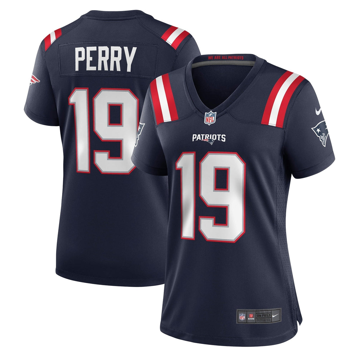 Women s Nike Malcolm Perry Navy New England Patriots Game Player Jersey