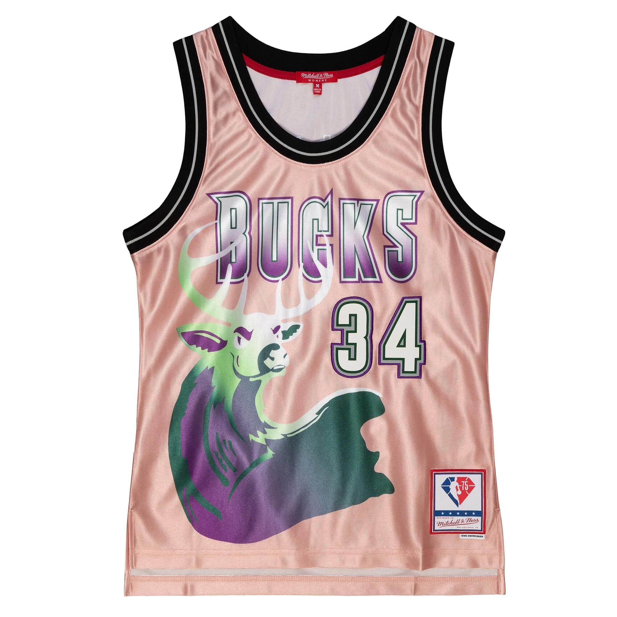 Womens 75th Anniversary Rose Gold Swingman Ray Allen Milwaukee Bucks 1996-97 Jersey