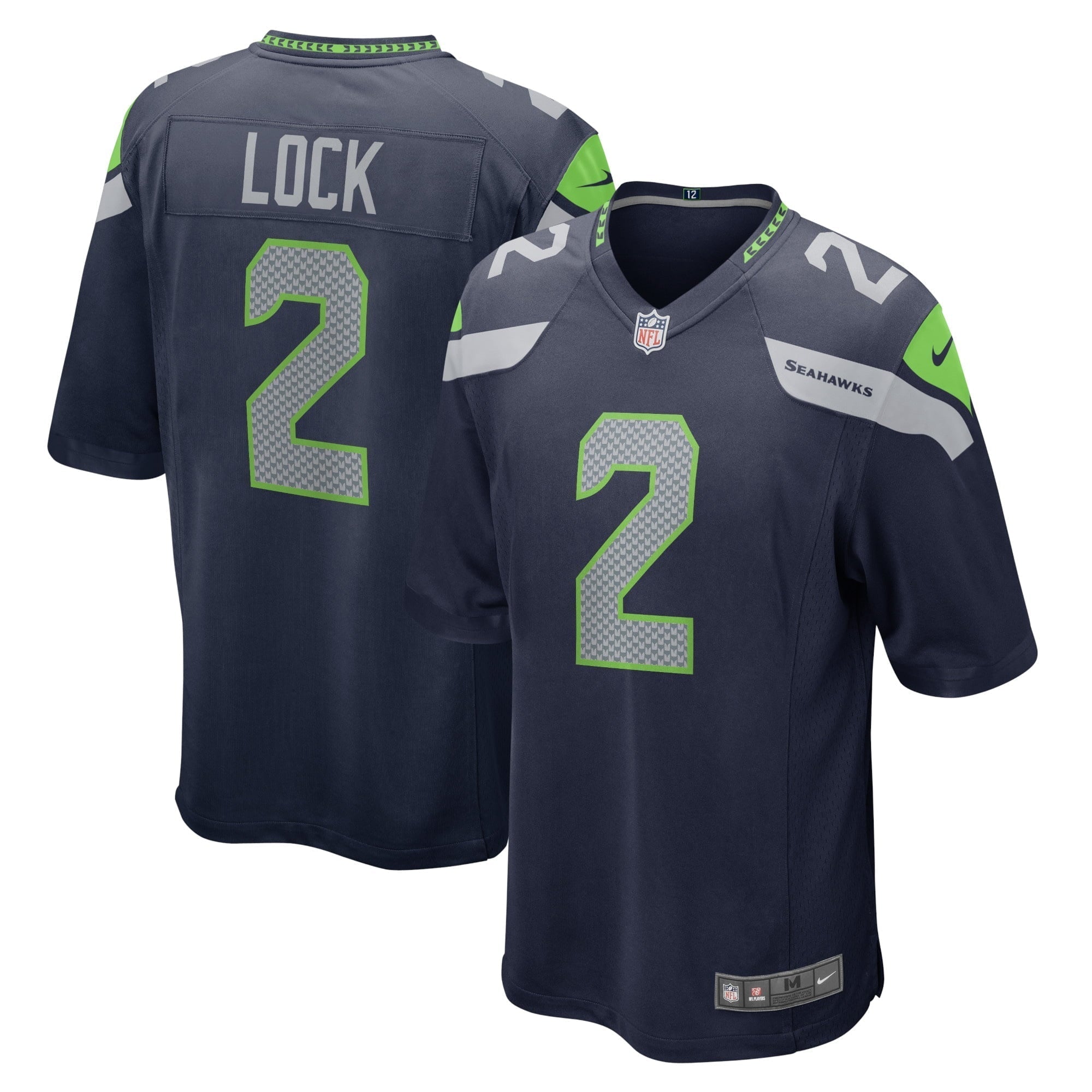 Men s Nike Drew Lock College Navy Seattle Seahawks Game Jersey