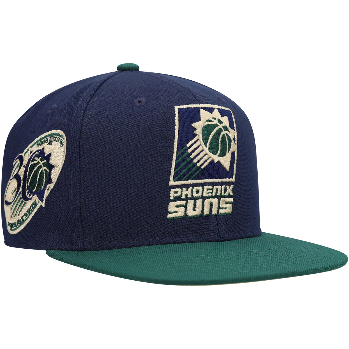 Phoenix Suns Mitchell & Ness 30th Anniversary Hardwood Classics Grassland Fitted Hat - Navy/Green