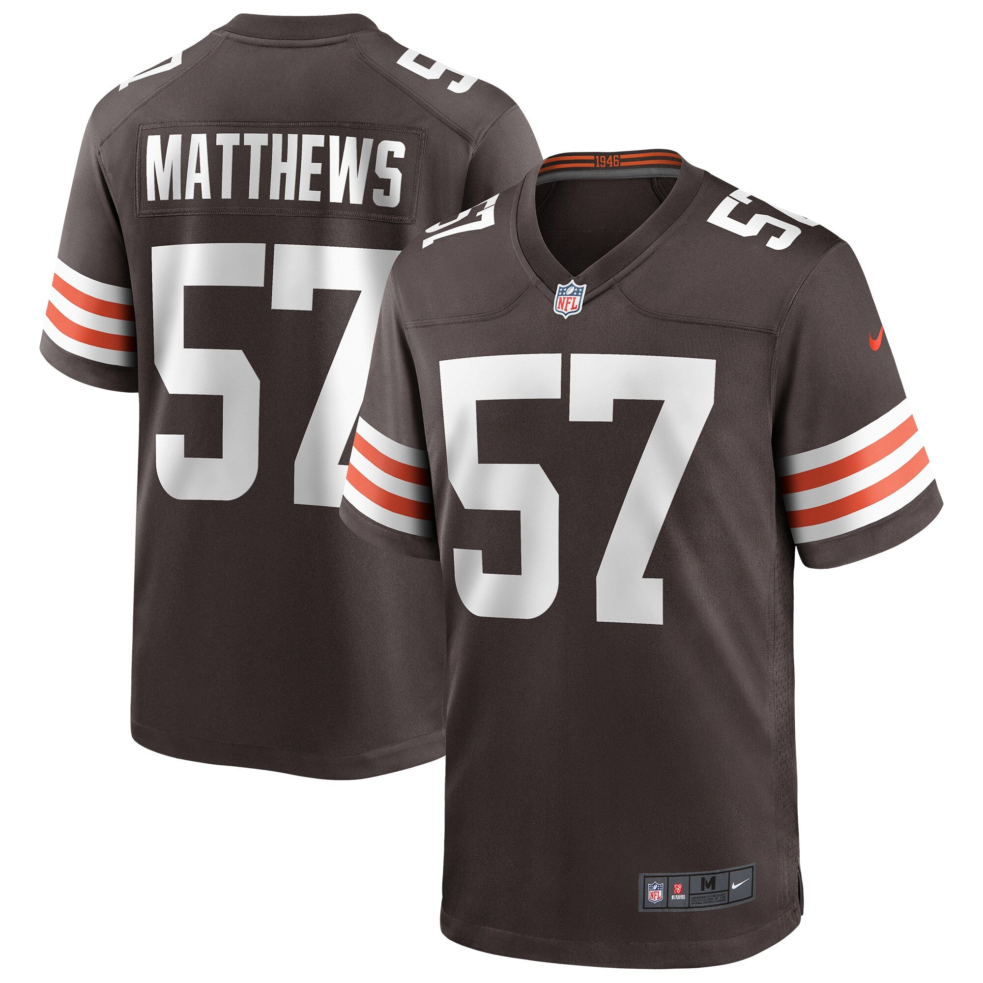 Clay Matthews Cleveland Browns Nike Game Retired Player Jersey   Brown