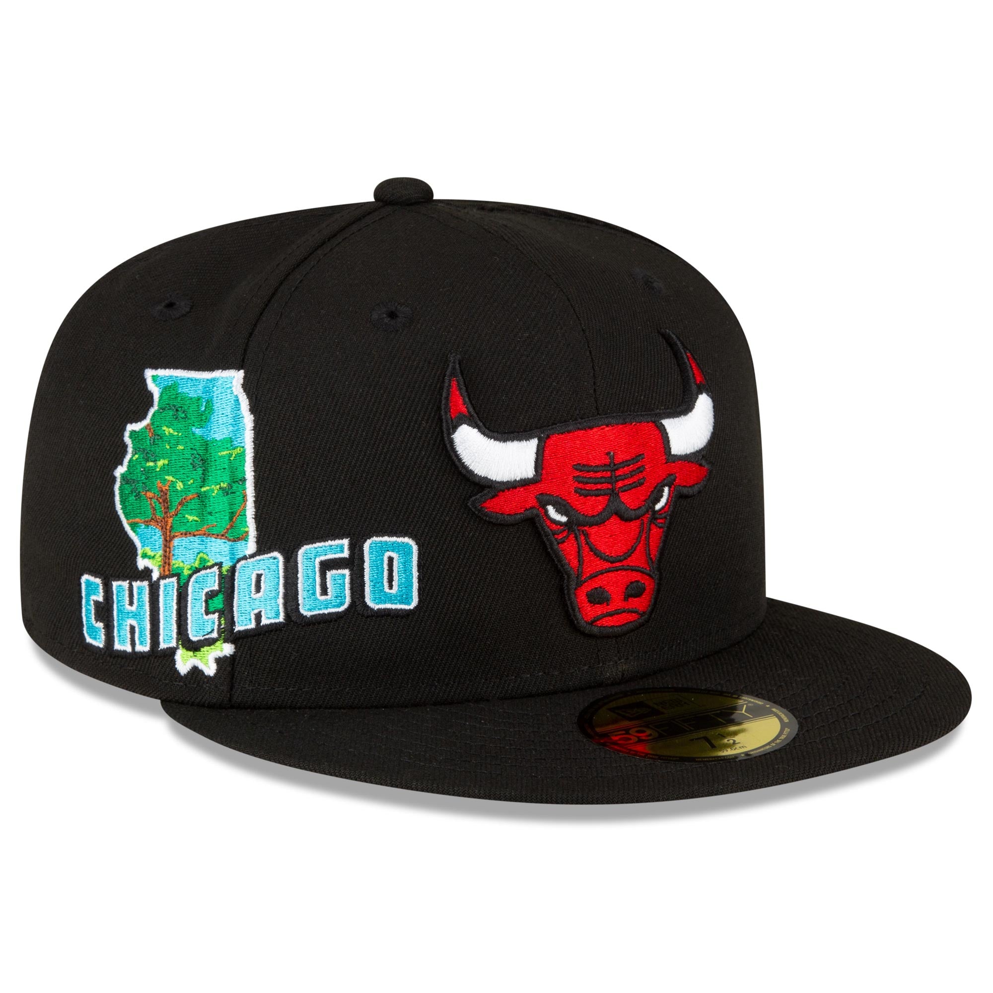 Chicago Bulls New Era Stateview 59FIFTY Fitted Hat - Black