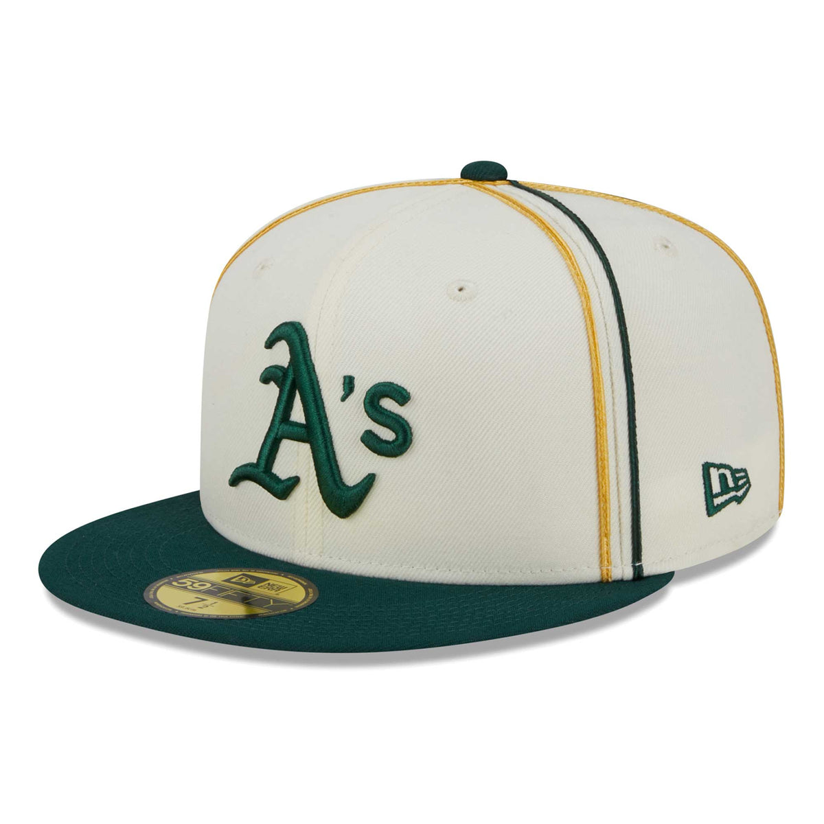 Oakland Athletics New Era Chrome Sutash 59FIFTY Fitted Hat - Cream/Green