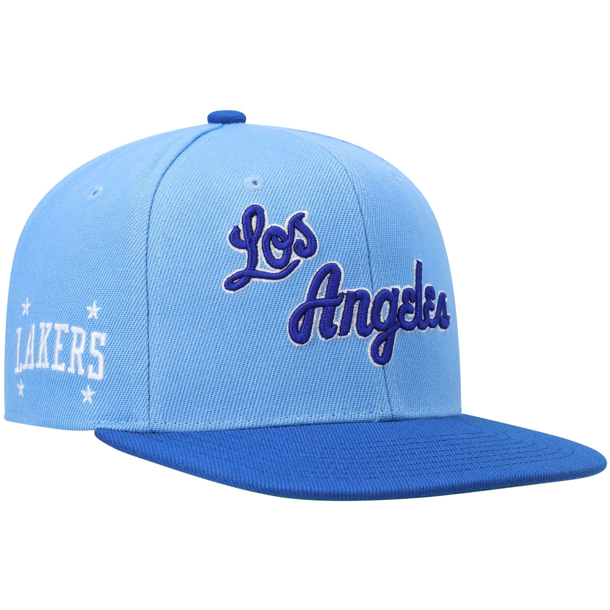 Los Angeles Lakers Mitchell & Ness Hardwood Classics Core Side Snapback Hat - Powder Blue/Royal