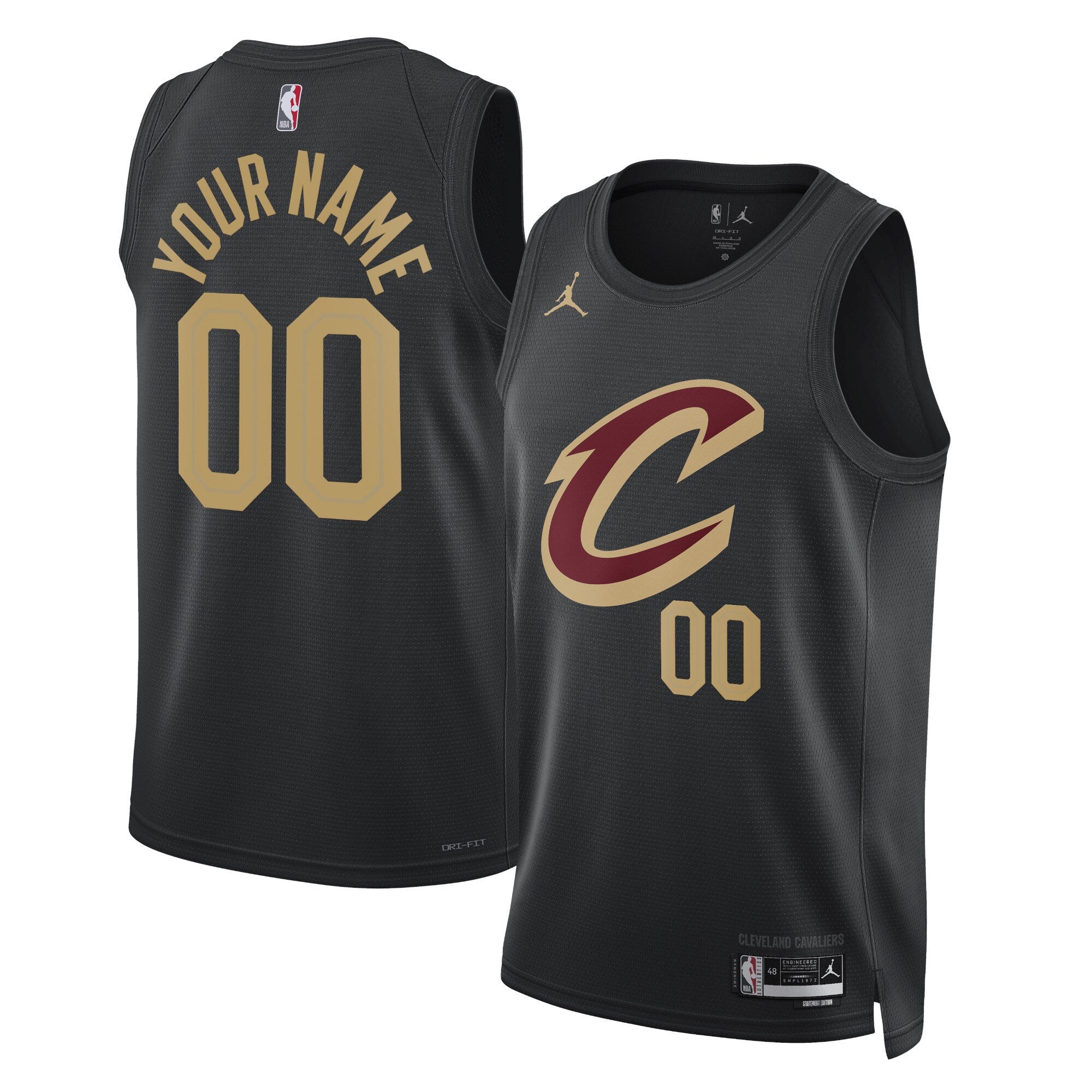 Cleveland Cavaliers Jordans Brand Unisex 2022/23 Swingman Custom Jersey - Statement Edition - Black