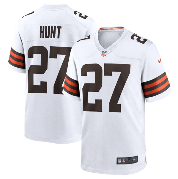Men s Cleveland Browns  Kareem Hunt White Stitched Game Jerseys