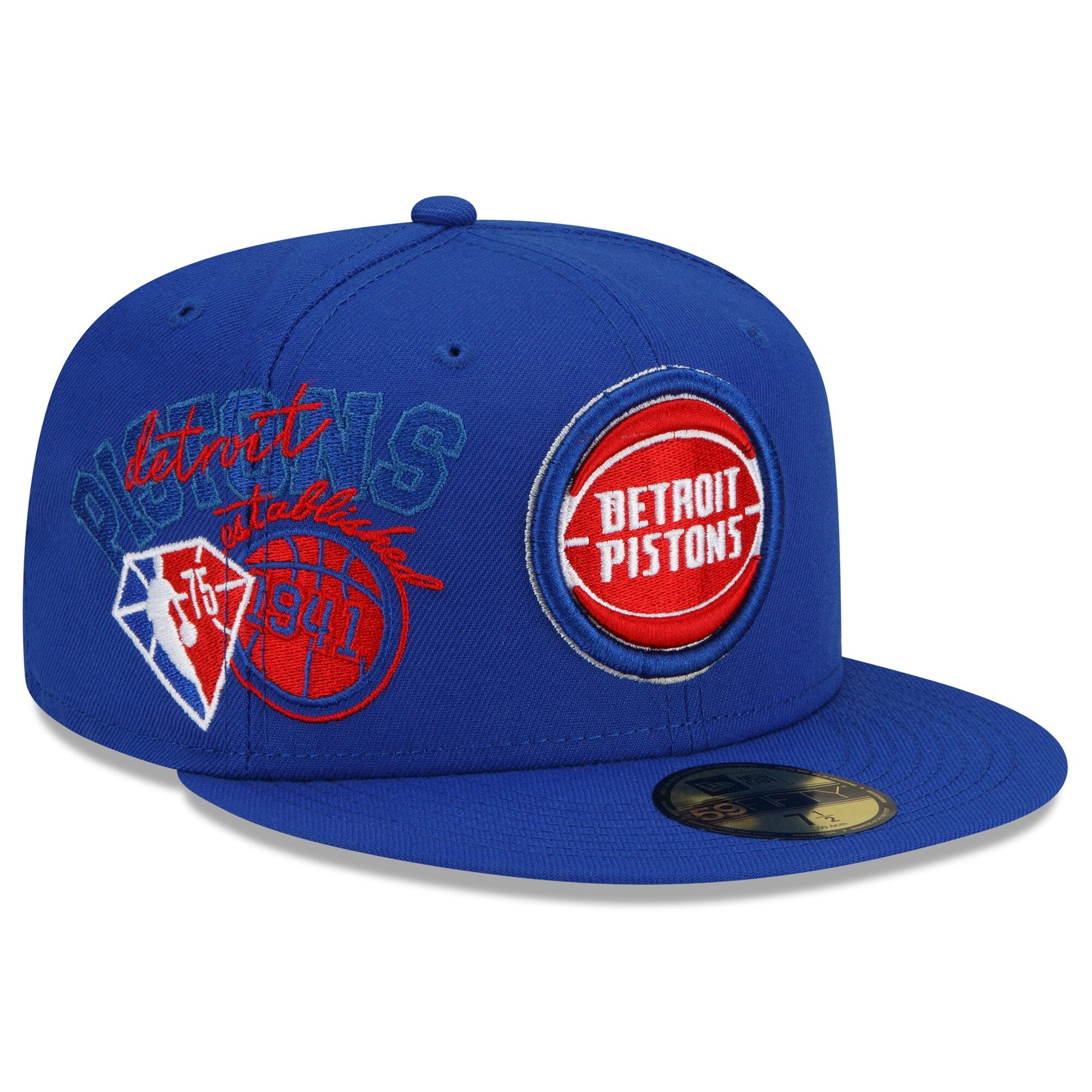 Detroit Pistons New Era Back Half 59FIFTY Fitted Hat - Blue