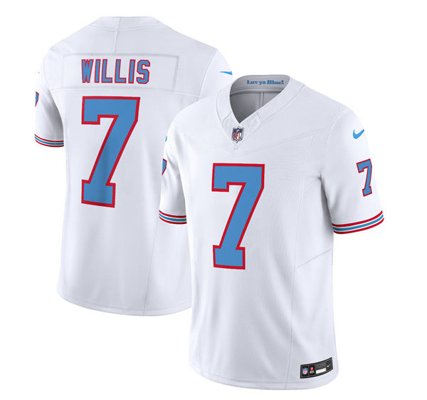 Men s Tennessee Titans  Malik Willis White 2023 F.U.S.E. Vapor Limited Throwback  Stitched Jersey